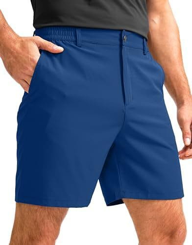 Short de ville extensible pour homme vert foncé, coupe ajustée, avec taille élastique conçu pour le confort et le style