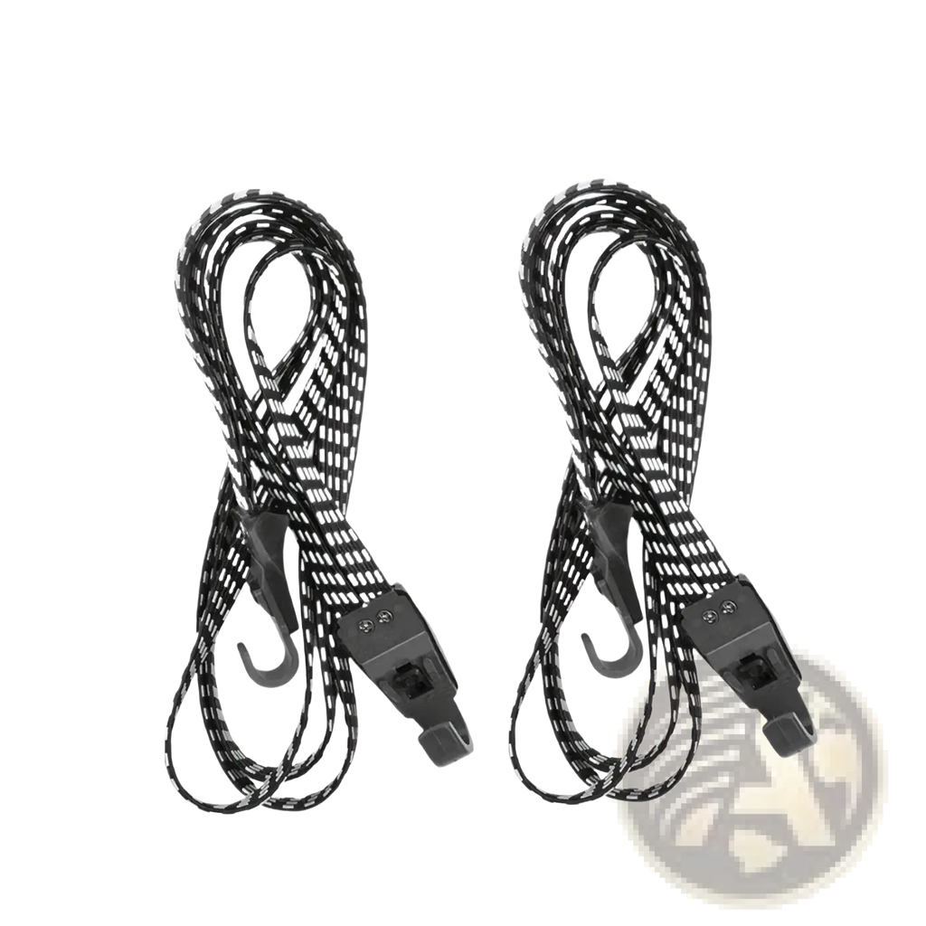 Black and white patterned 60cm elastic bicycle luggage strap with hooks and hook-and-loop closures