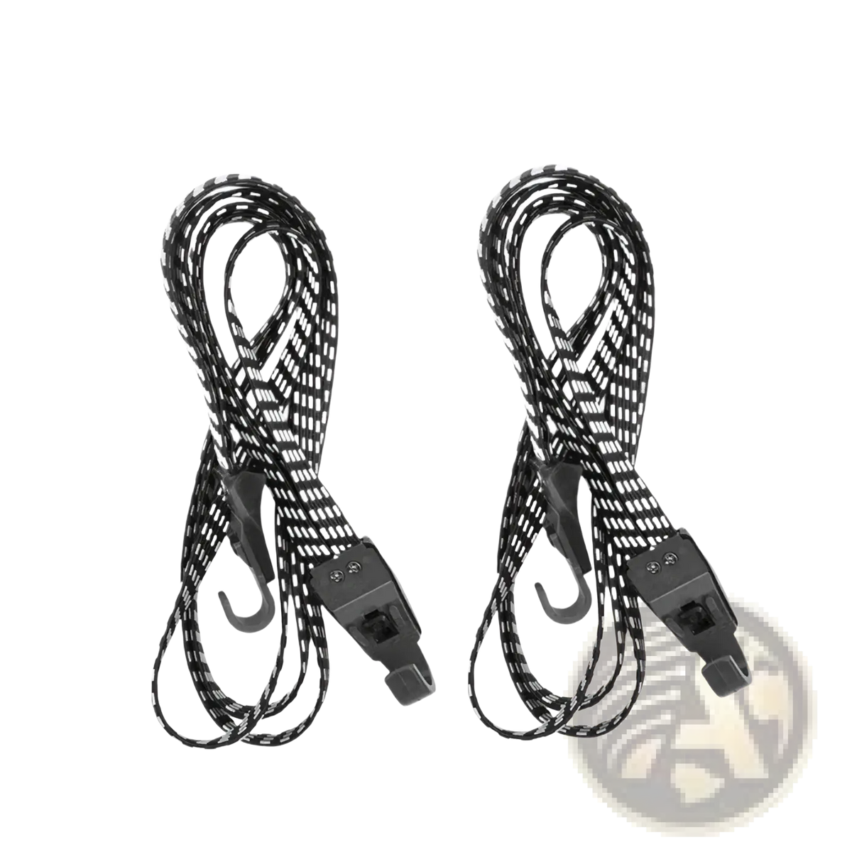 Black and white patterned 60cm elastic bicycle luggage strap with hooks and hook-and-loop closures