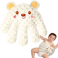 Cream-colored plush bear-shaped electric baby soothing palm automatic patting toy with textured surface and embroidered face