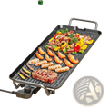 Black electric barbecue grill non stick indoor outdoor griddle with portable handles and 5 power levels for easy cleaning