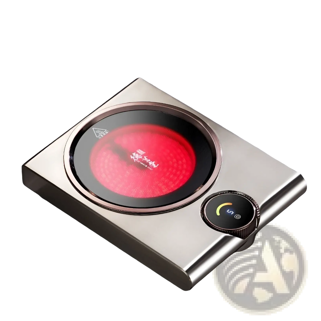 Light gauze silver cat eye sixth generation electric ceramic stove with glowing red induction cooktop and digital control dial