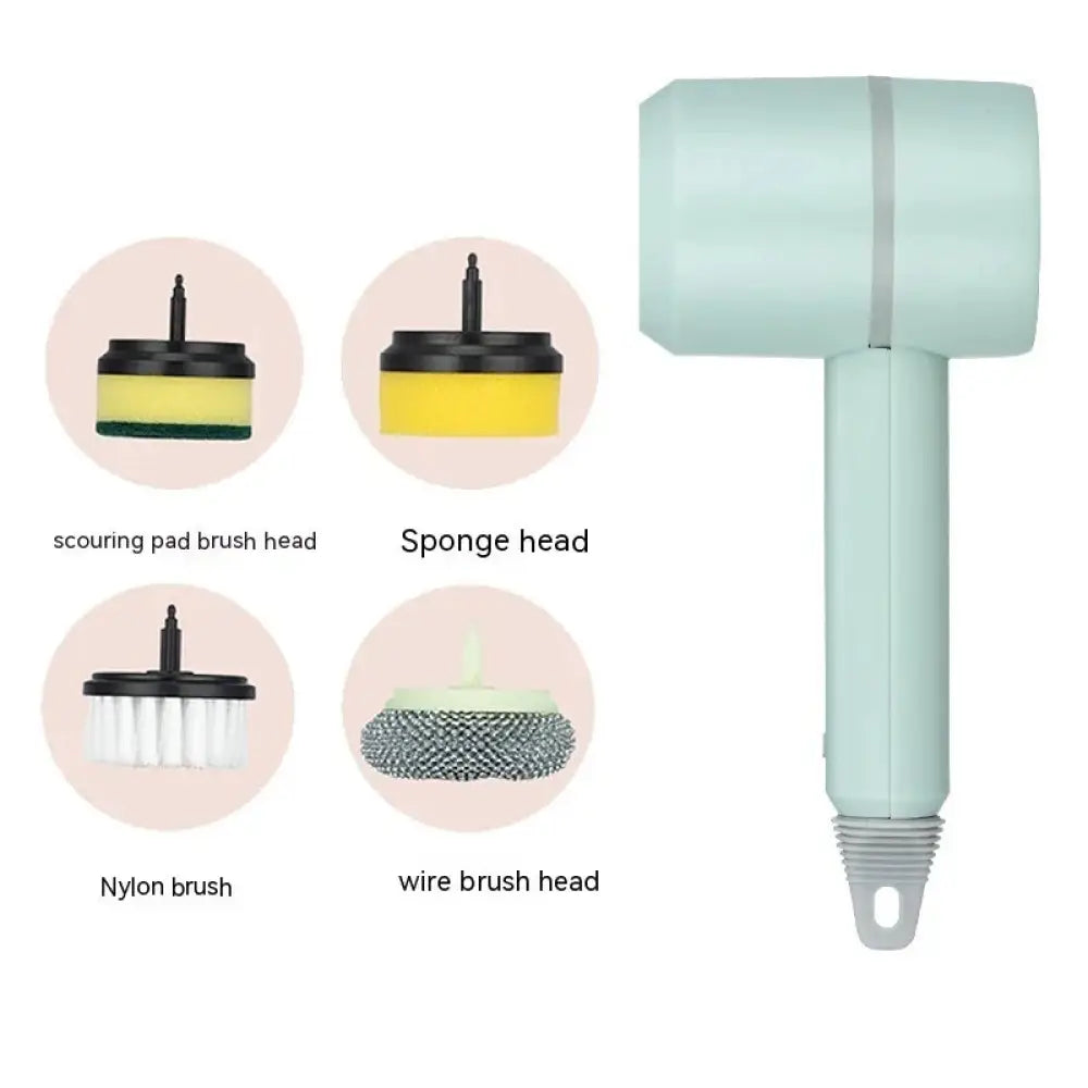 Light green plastic dishwashing brush with interchangeable heads from Arbaglobal usb rechargeable electric scrub brush set
