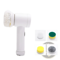 White electric multi-surface cleaning brush with interchangeable scrubbing heads waterproof usb rechargeable scrubber