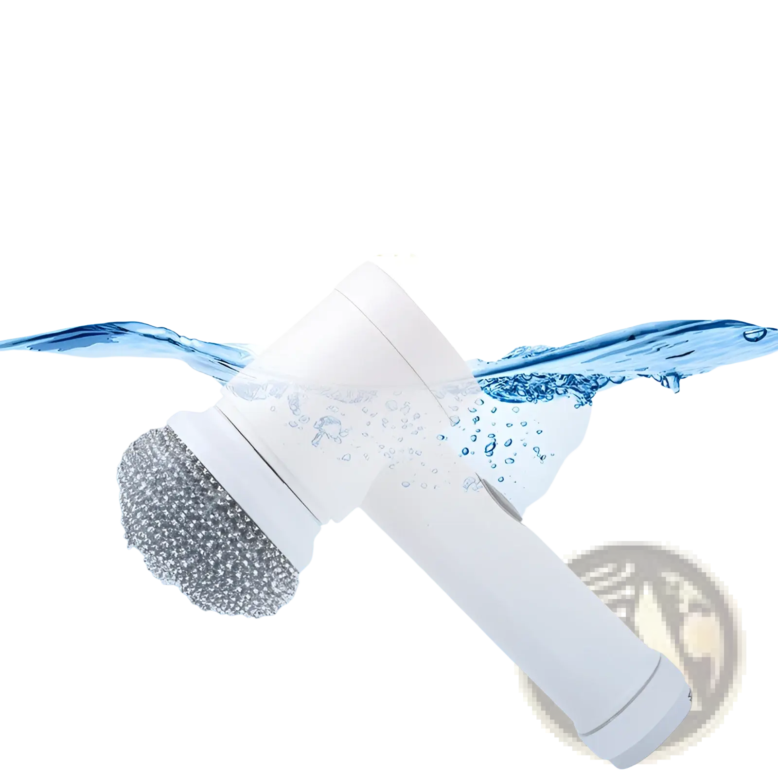White plastic and metal electric sweater lint remover with silver textured brush head from waterproof 5 head usb scrubber