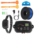 Black electronic dog fence system with waterproof ipx7 collars receiver digital display and installation accessories
