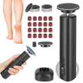 Black cylindrical electric foot callus remover and nail grinder kit with interchangeable abrasive discs for smooth feet