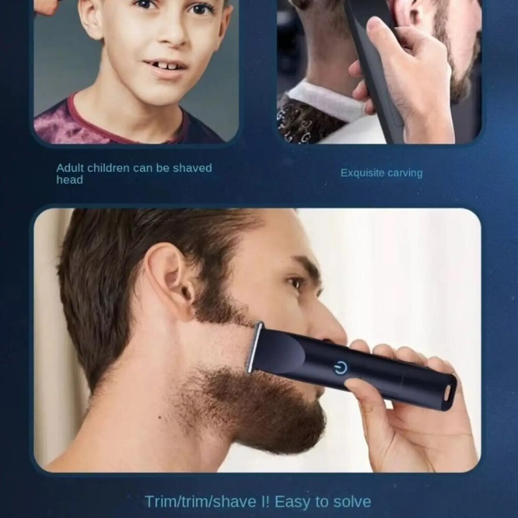 Black cordless electric hair clippers beard trimmer set with sleek ergonomic design and adjustable shaving head