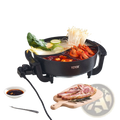 Black vevor electric hot pot 5l non stick dual shabu shabu cooker with divided spicy and mild broth sections