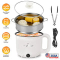 White electric hot pot with steamer 1.8l mini rice cooker featuring stainless steel steamer insert and dual power switch