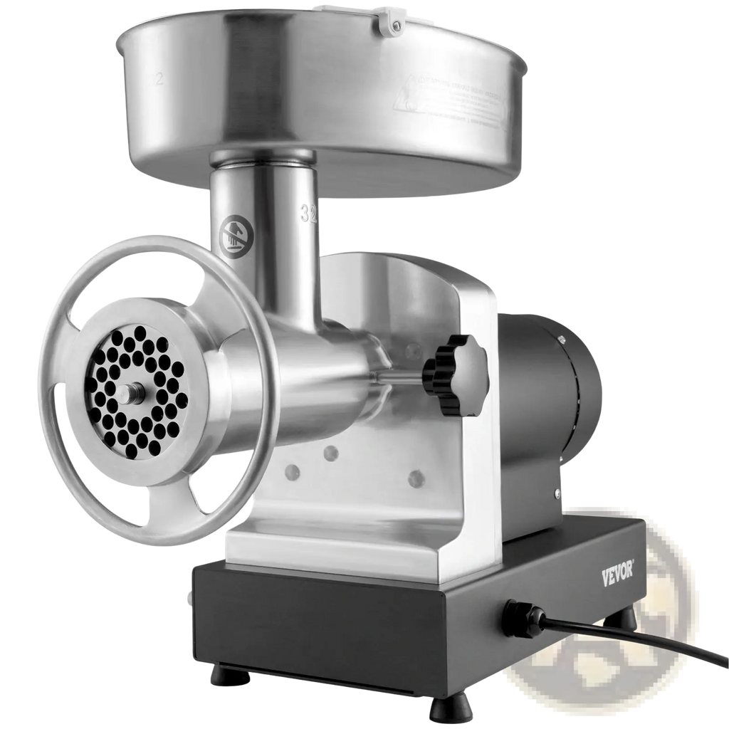 Electric meat grinder 1100w heavy duty stainless steel with black base, large feed hopper, and adjustable grinding plate