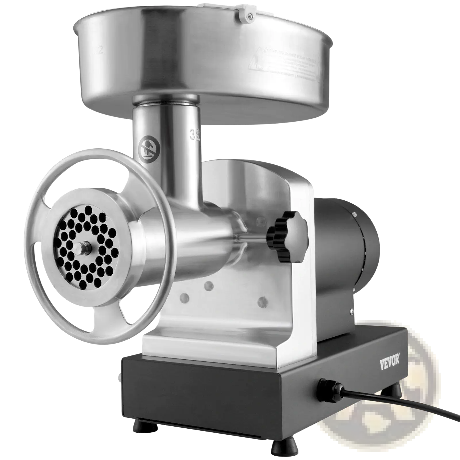 Electric meat grinder 1100w heavy duty stainless steel with black base, large feed hopper, and adjustable grinding plate