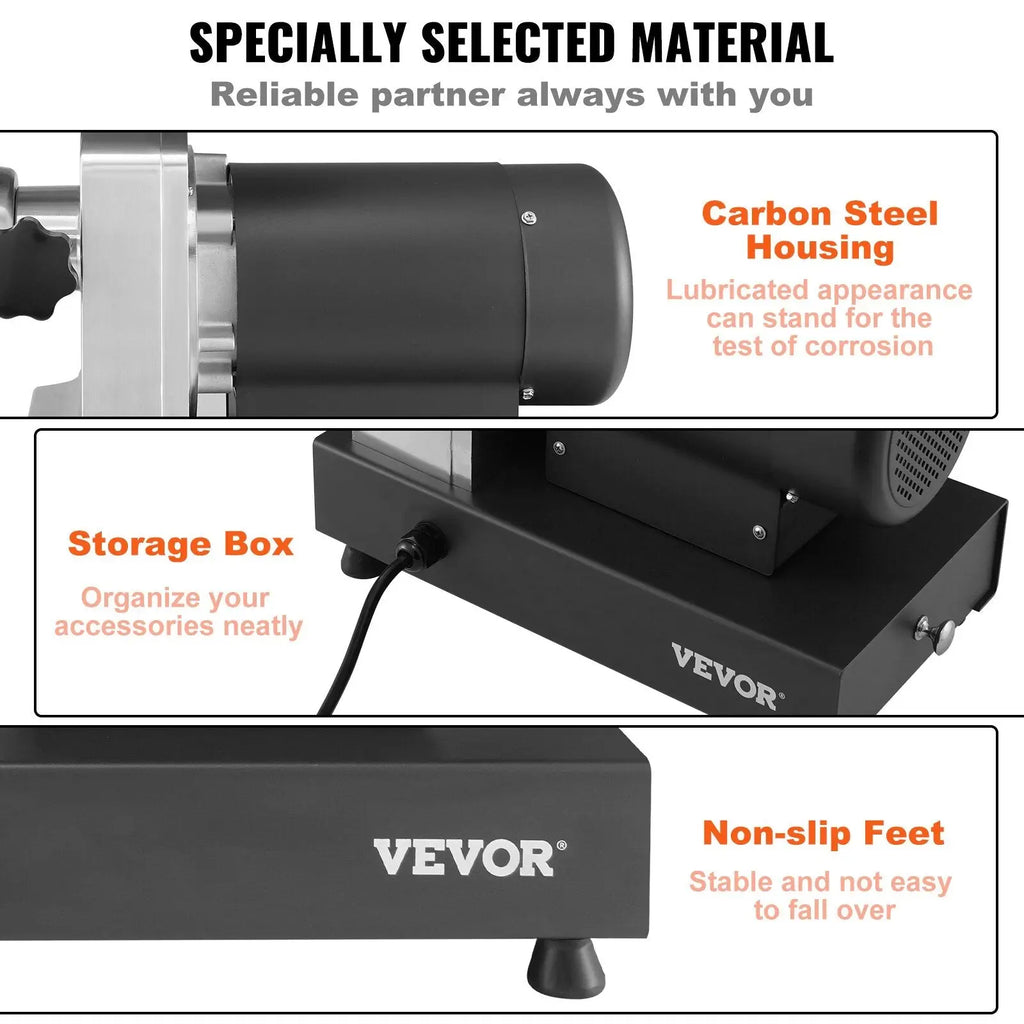 Black carbon steel electric meat grinder 1100w with sleek lubricated finish and sturdy non-slip feet for heavy duty use