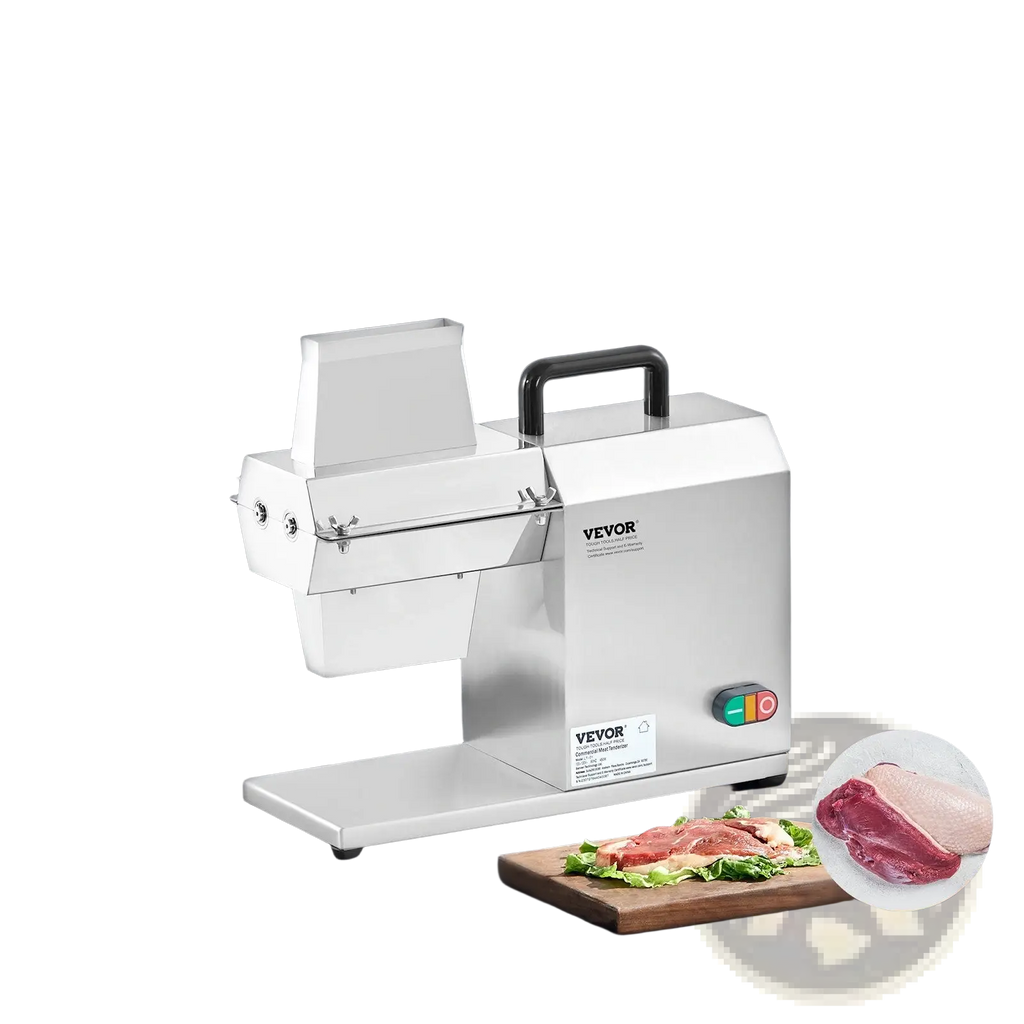 Stainless steel vevor electric meat tenderizer machine with black handle and control panel for efficient tenderizing