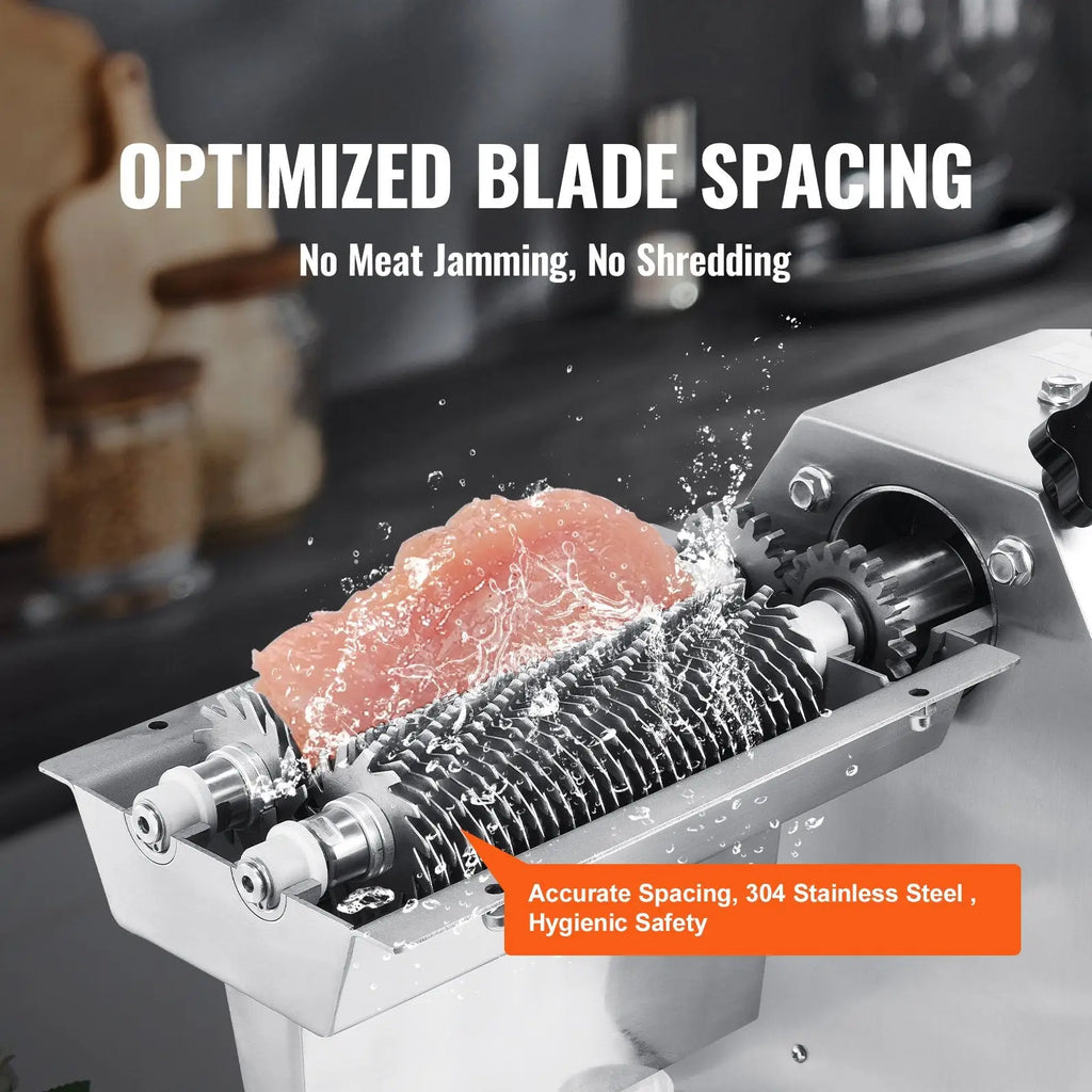 Electric meat tenderizer 750w stainless steel machine with precisely spaced blades for efficient hygienic slicing