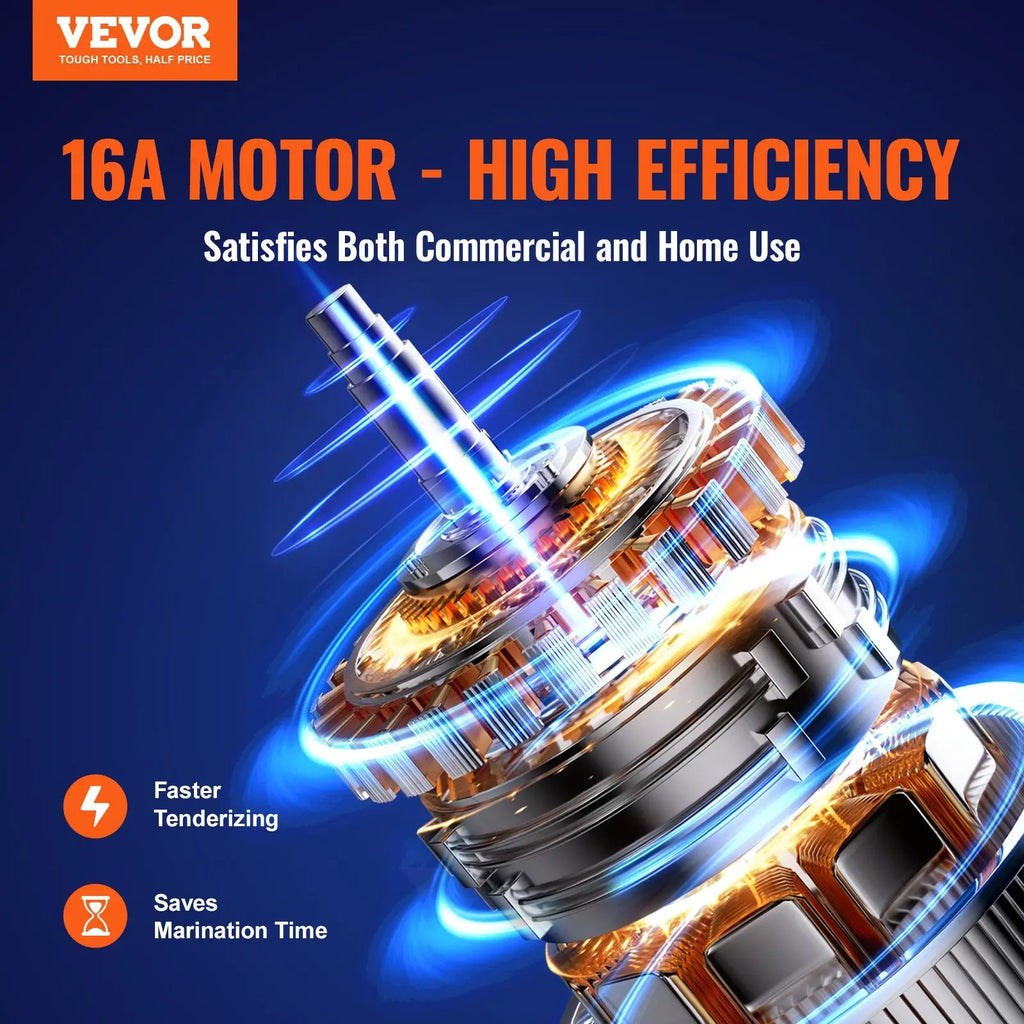 Vevor 16a high-efficiency copper-toned motor for electric meat tenderizer 750w stainless steel machine for home and commercial use