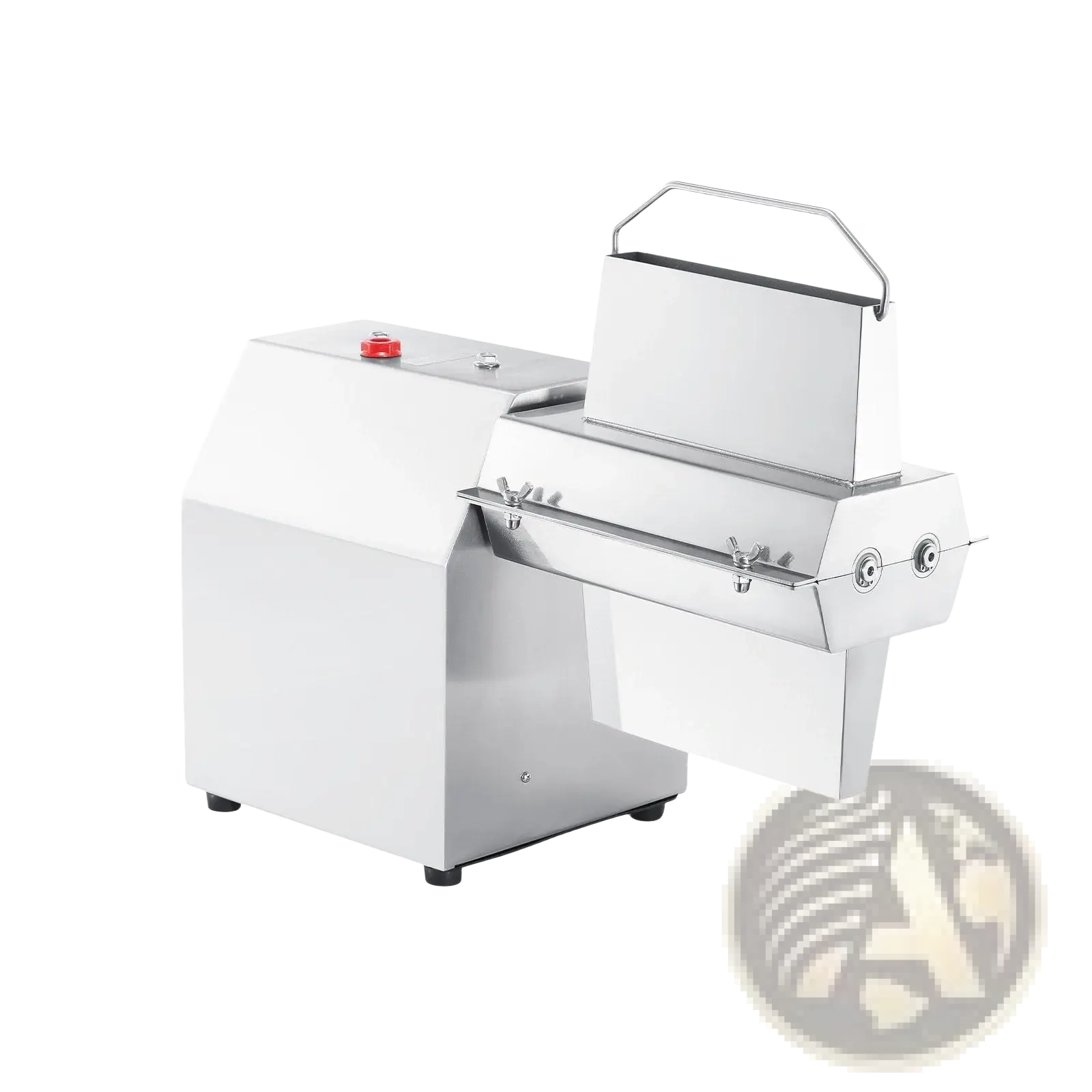 Electric meat tenderizer 750w stainless steel machine with white plastic housing and red emergency stop button