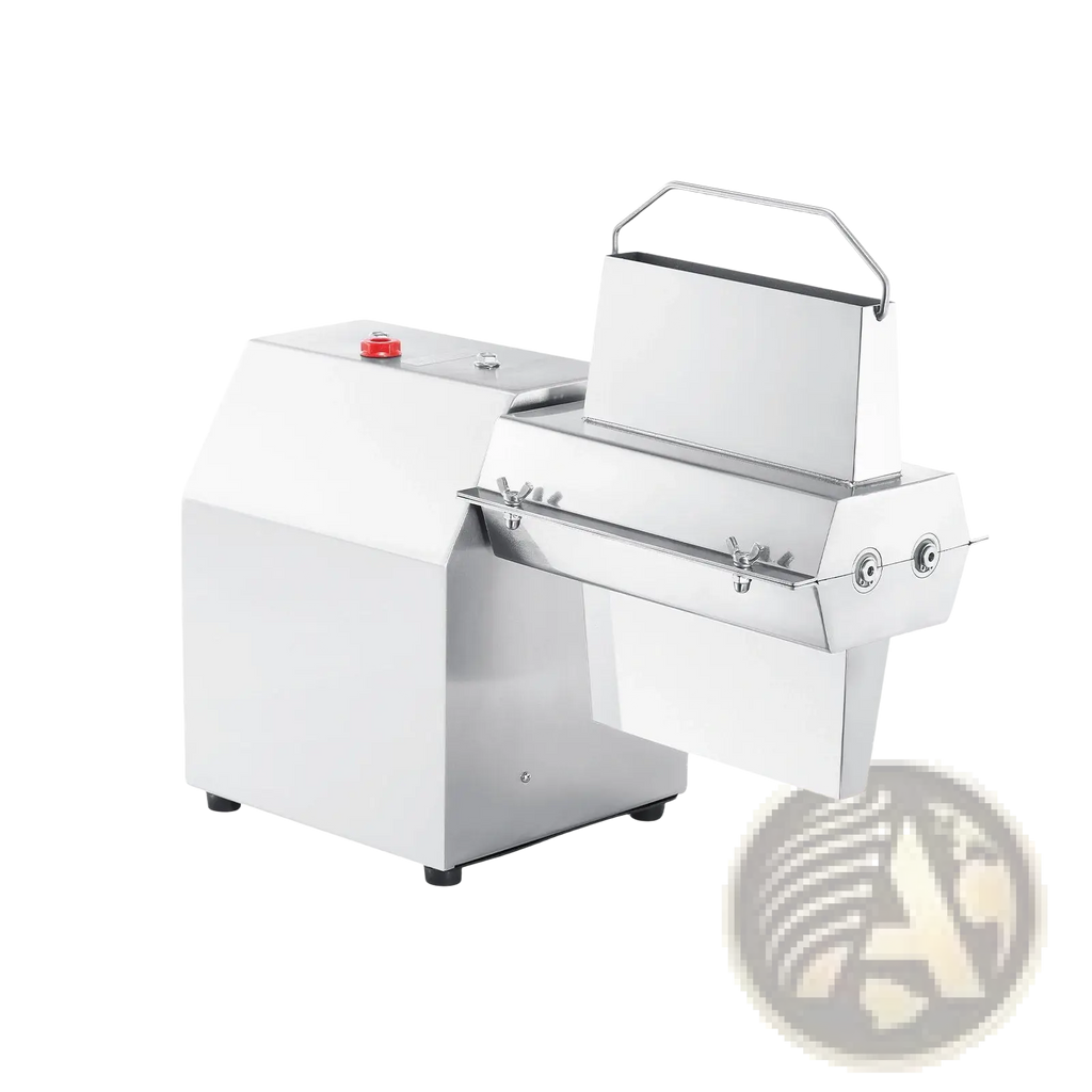 Electric meat tenderizer 750w stainless steel machine with white plastic housing and red emergency stop button