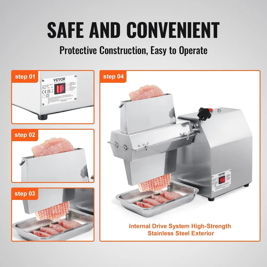 Electric meat tenderizer 750w stainless steel machine with sleek industrial design and protective construction