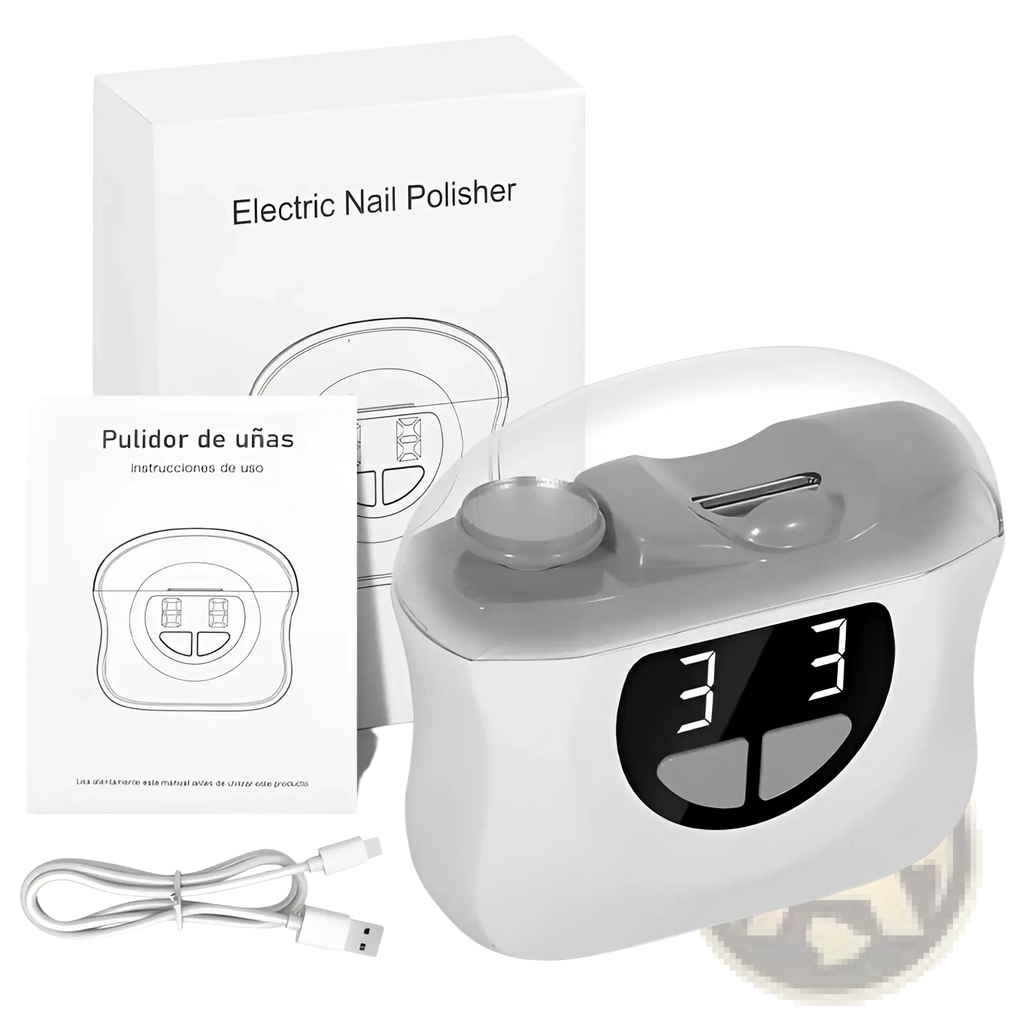 White electric nail clippers with led digital display showing 3 3 and gray accents in sleek modern design