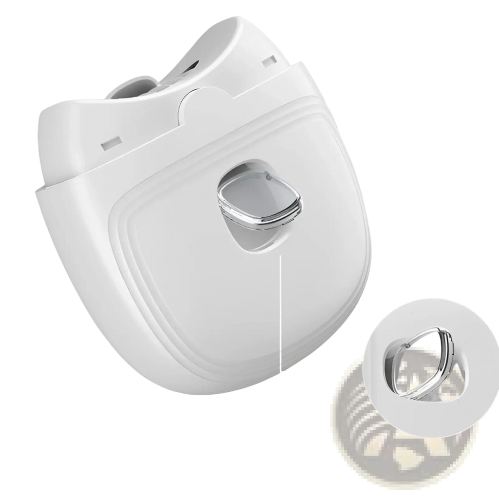 White plastic charging case with silver metallic clasp for electric nail clippers rechargeable automatic trimmer