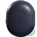 Black oval rechargeable electric nail clippers case with concentric ridges and a metallic button at the center