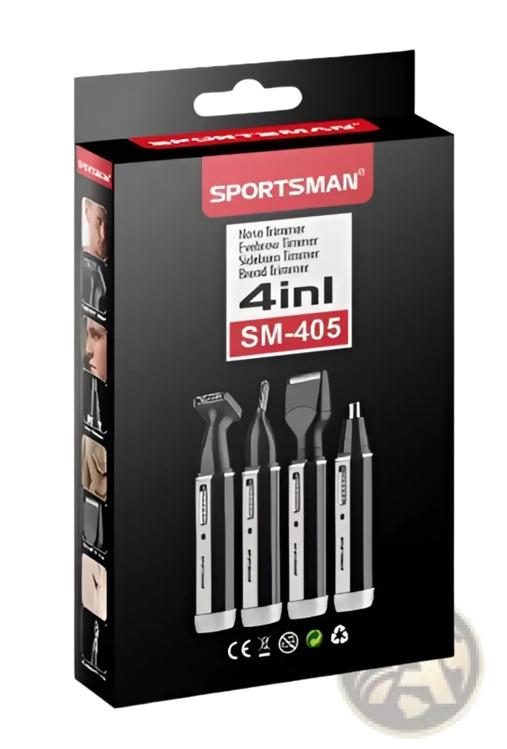Electric nose hair trimmer sportsman sm-405 4-in-1 grooming set in black and silver with multiple precision heads