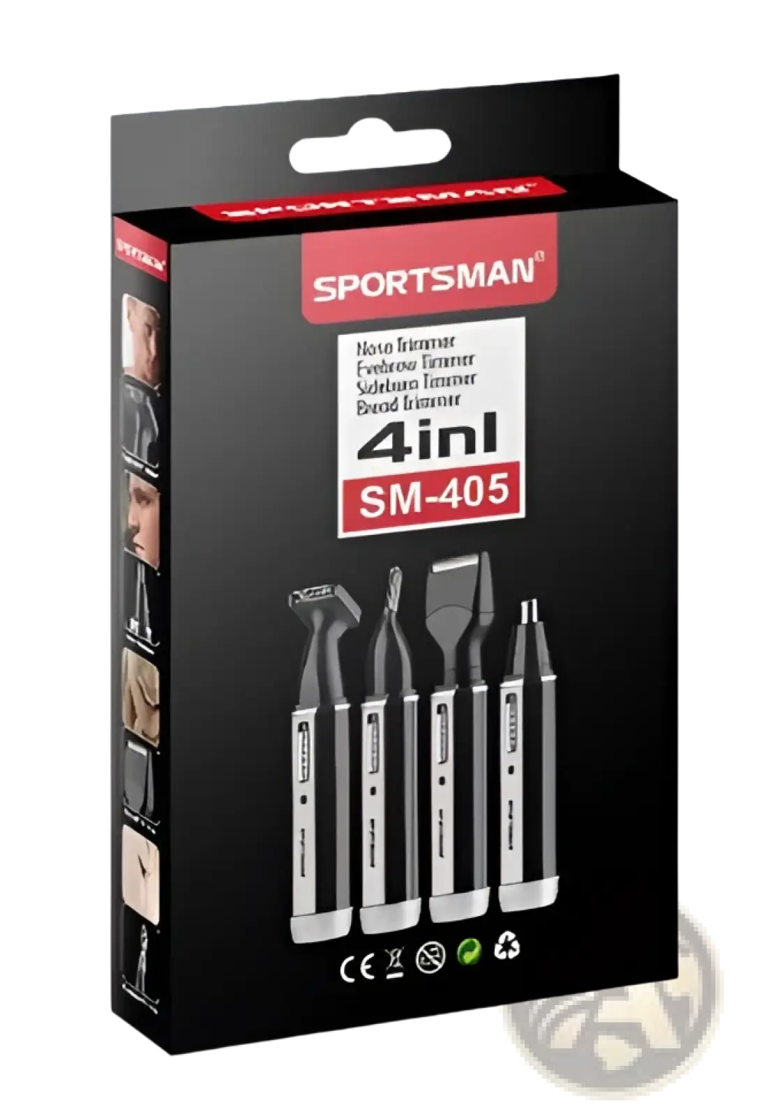 Electric nose hair trimmer sportsman sm-405 4-in-1 grooming set in black and silver with multiple precision heads