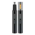 Black and silver Sportsman USB rechargeable electric nose and ear hair trimmer with sleek cylindrical design