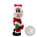 Electric santa claus shaking hips musical toy 46cm red and white plush figure with black boots holding green gift