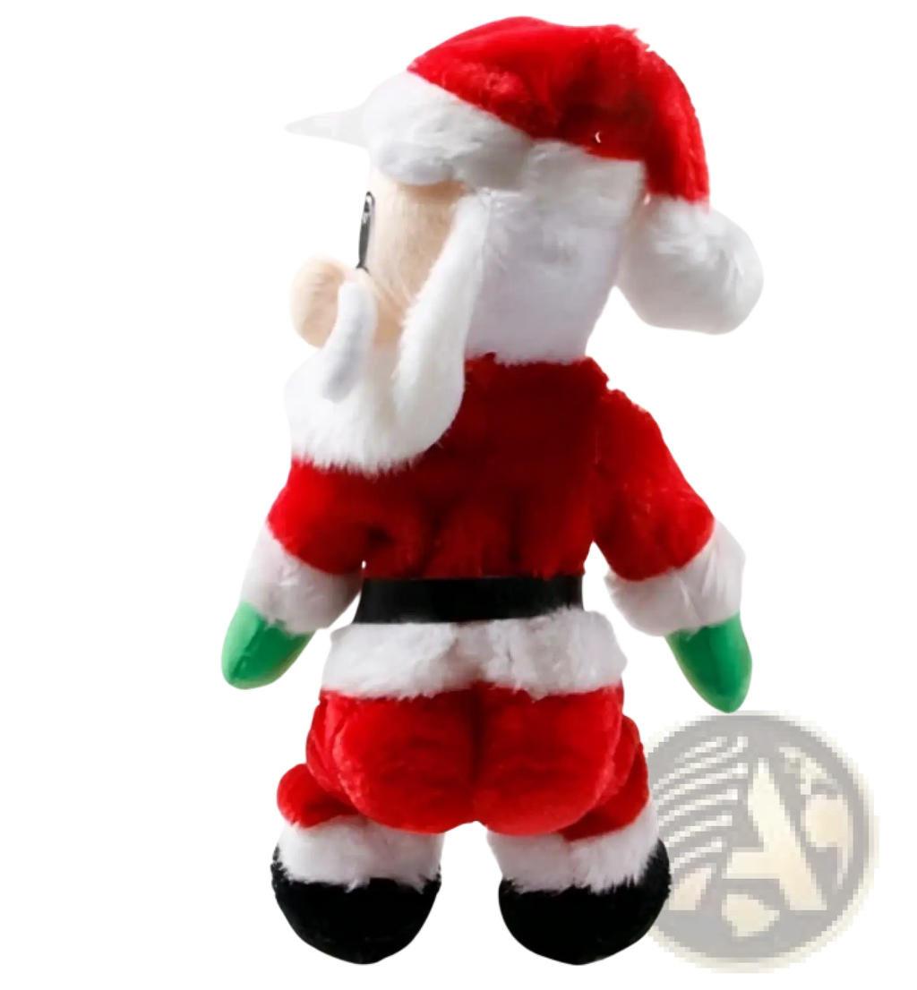 Electric Santa Claus shaking hips musical toy 46cm red and white plush with green gloves black boots and fluffy hat