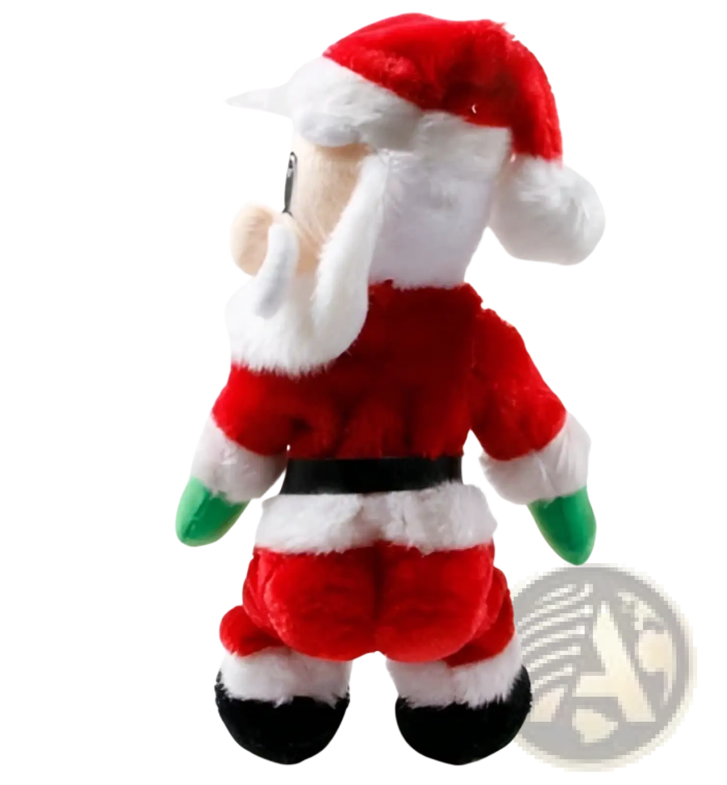 Electric Santa Claus shaking hips musical toy 46cm red and white plush with green gloves black boots and fluffy hat