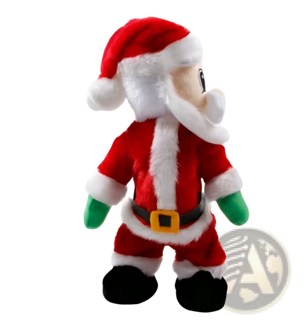 Electric santa claus shaking hips musical toy 46cm red and white plush with green gloves black boots and yellow belt buckle