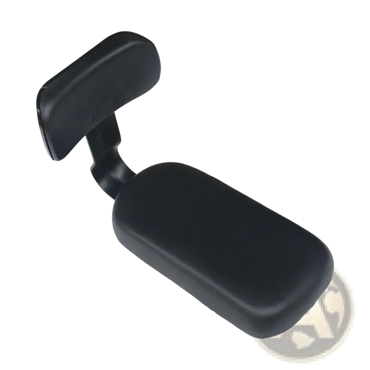 Black ergonomic headrest support with smooth contoured surfaces for electric scooter rear seat backrest cushion kit rear view
