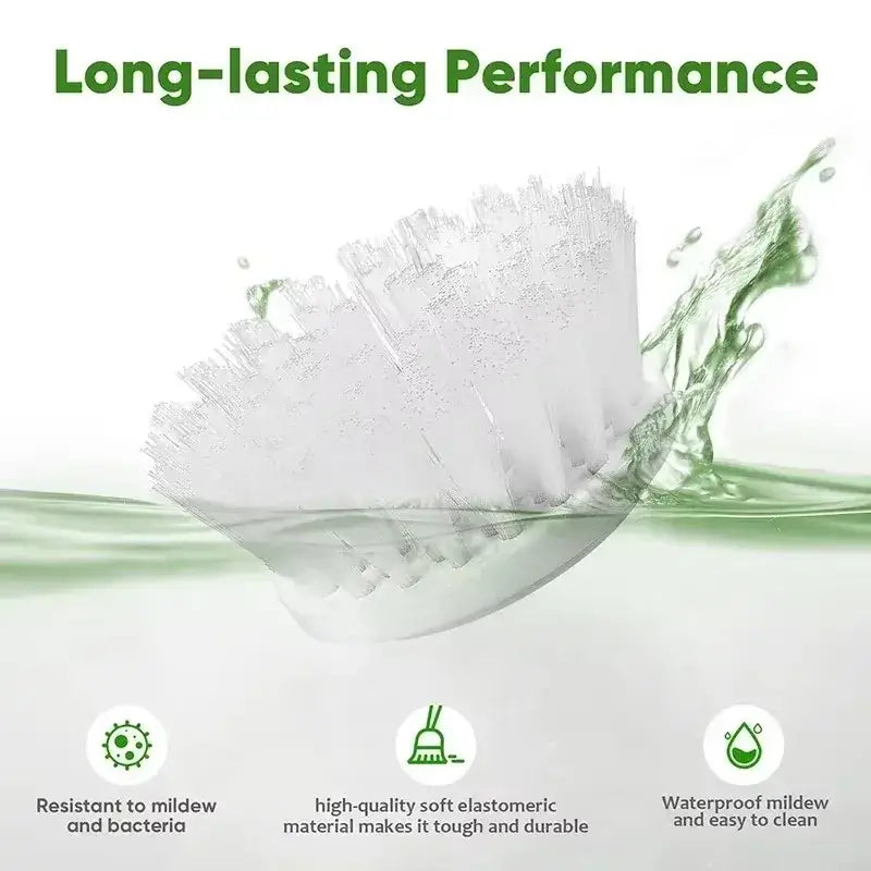 White brush with soft high-quality elastomeric bristles for waterproof cleaning in electric spin scrubber electric cleaning brush