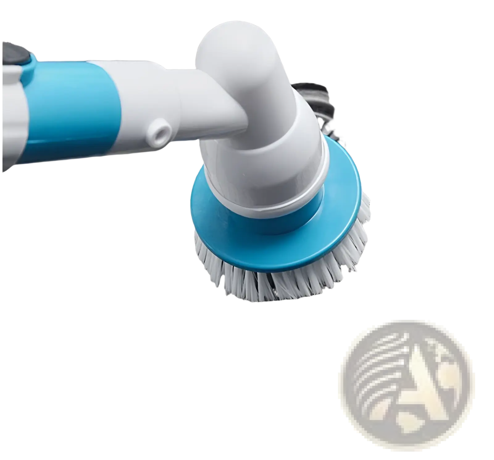 Blue and white electric spin scrubber kitchen and bath cleaning brush with soft bristles for effective cleaning