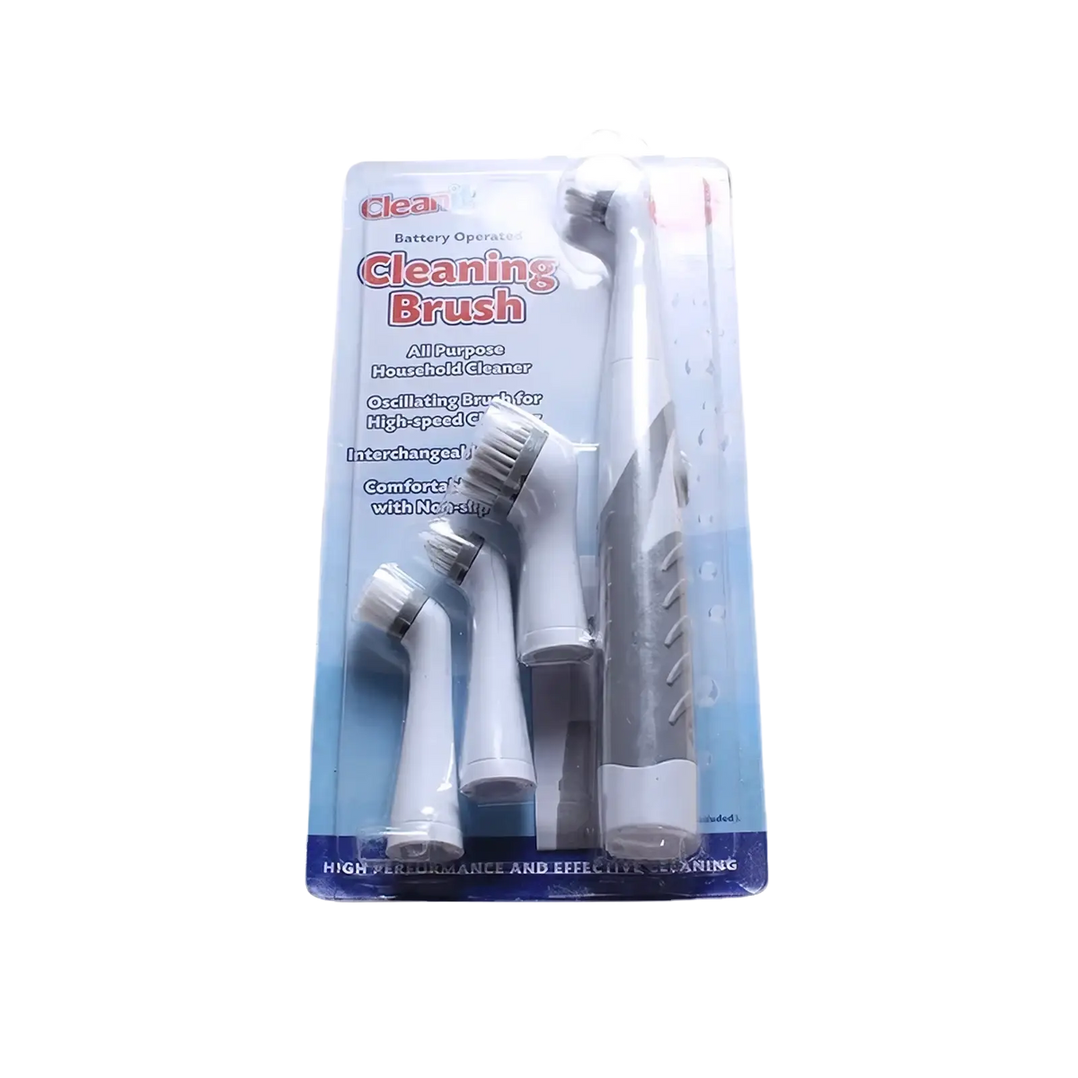 Electric spin scrubber multi surface cleaning brush kit with white and gray battery operated brush set and interchangeable heads
