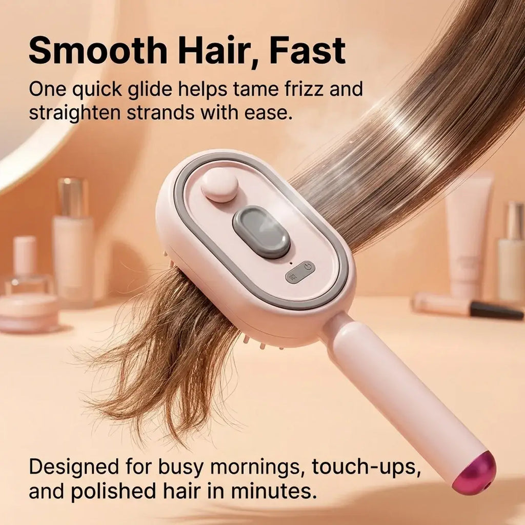 Electric spray air cushion massage comb electric hair smoothing brush in pink and gray with ergonomic design
