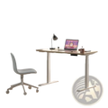 White electric standing desk with adjustable height, sleek modern design, and sturdy metal legs for workstations