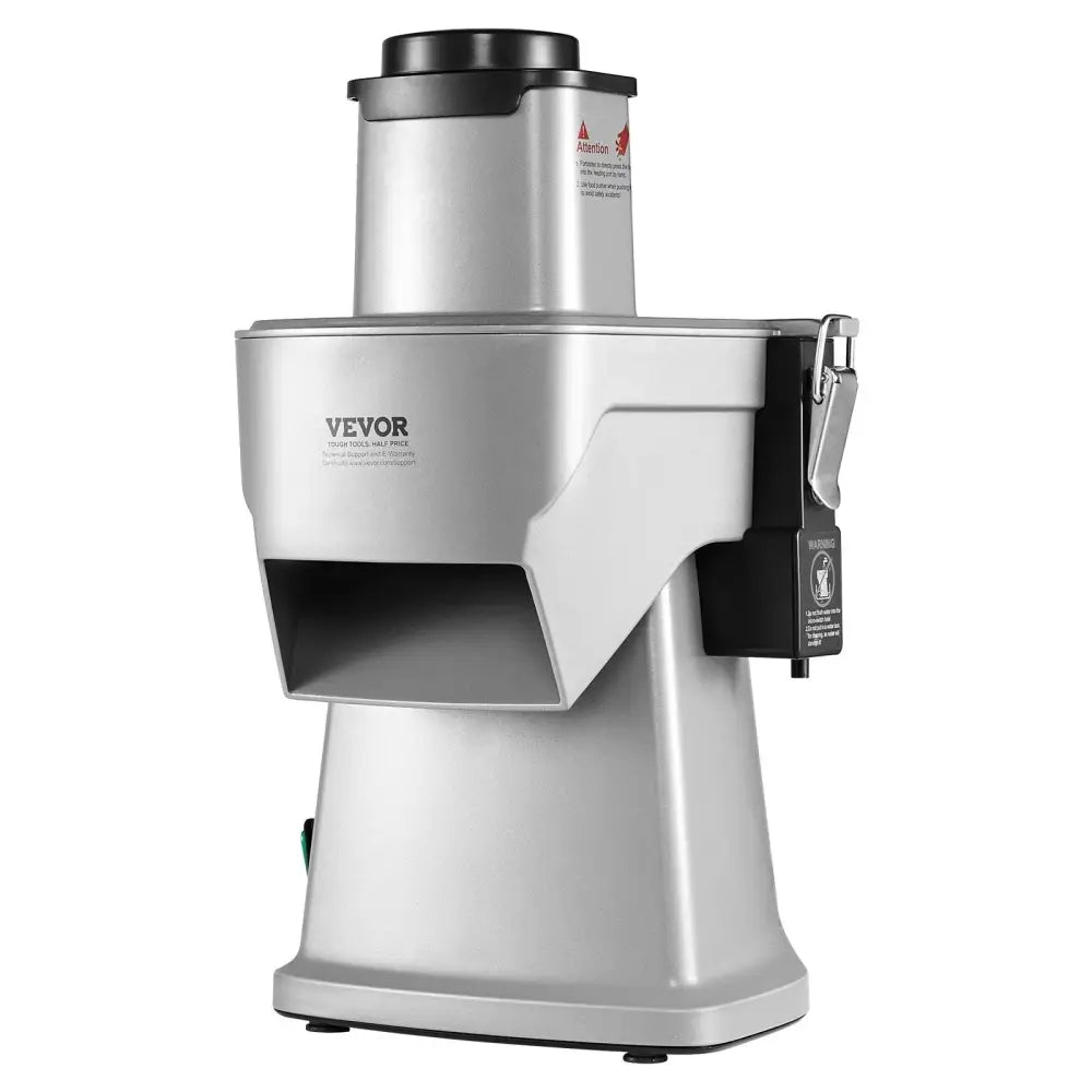 Silver vevor 200w electric 4-in-1 food processor with black accents sturdy modern design for slicing and dicing vegetables