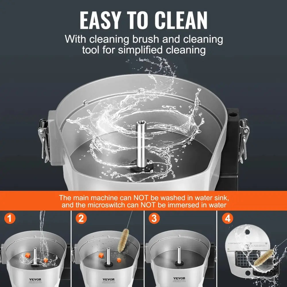 Silver stainless steel vevor food processor bowl with central shaft and side handles for 200w electric vegetable slicer