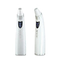 Two sleek white electronic facial cleansing devices with silver accents and digital displays for blackhead suction and hd camera usage