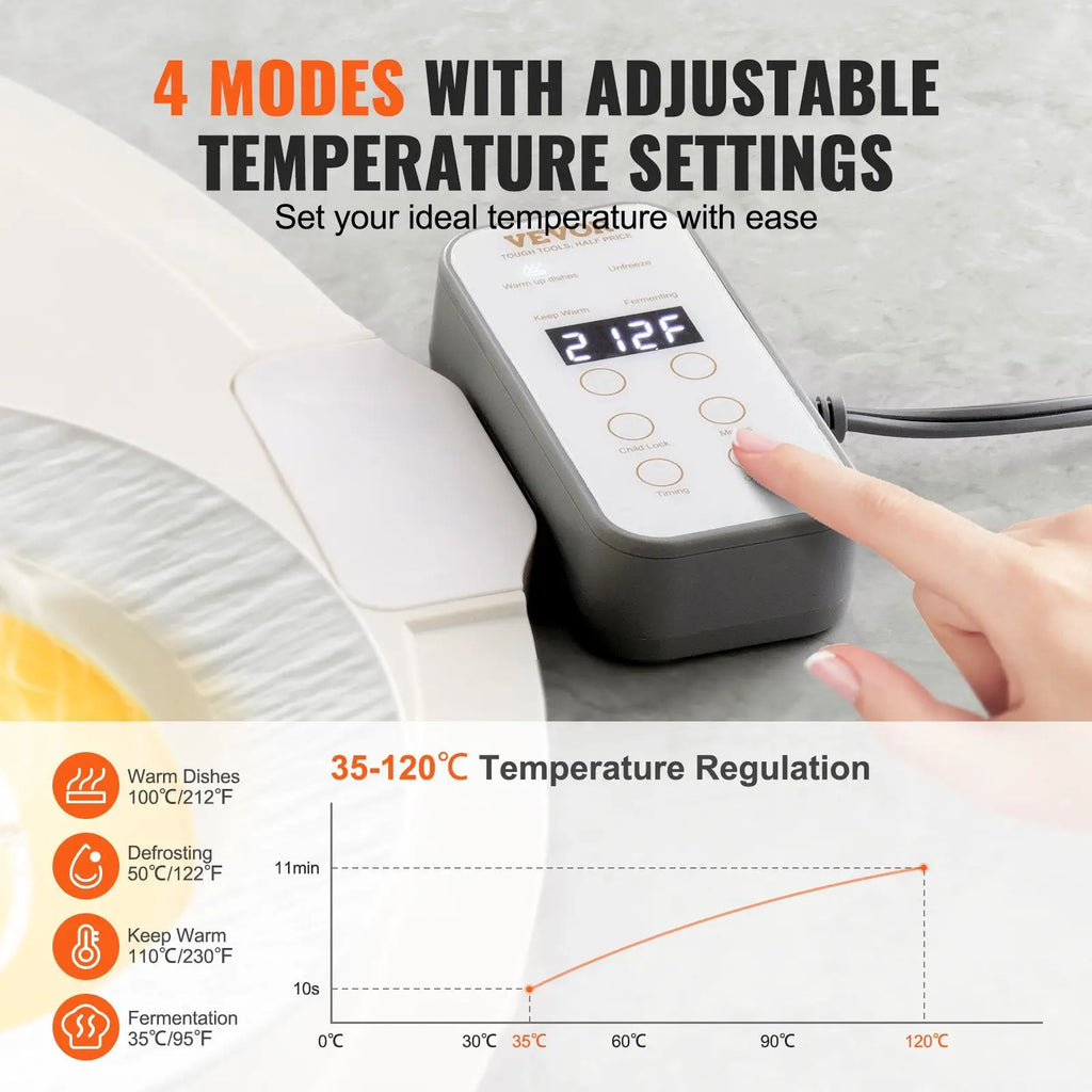 White and gray digital control panel for vevor smart toilet seat warmer with adjustable temperature settings on warming tray mat