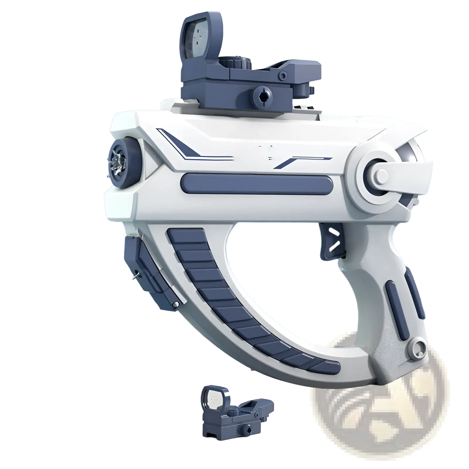 White and gray electric water gun automatic glock toy with red dot sight and textured grip panels for kids 358ml