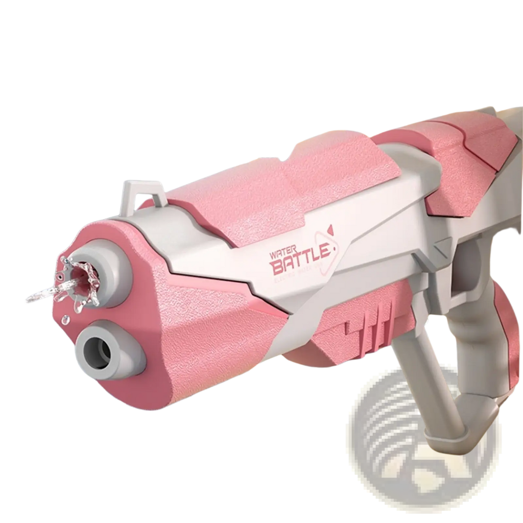 Electric water gun automatic glock toy in pink and gray with water battle logo designed for high-speed water bursts
