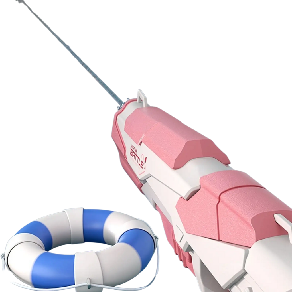 Electric water gun automatic glock toy for kids 358ml in pink and white with playful design and water battle logo
