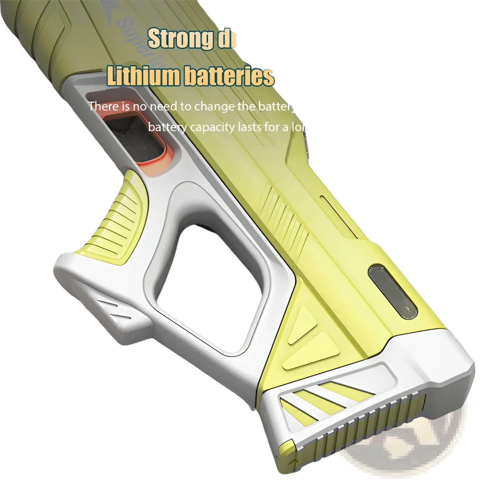 Electric water gun automatic induction burst toy in lime green and white plastic with textured grip and strong driving force