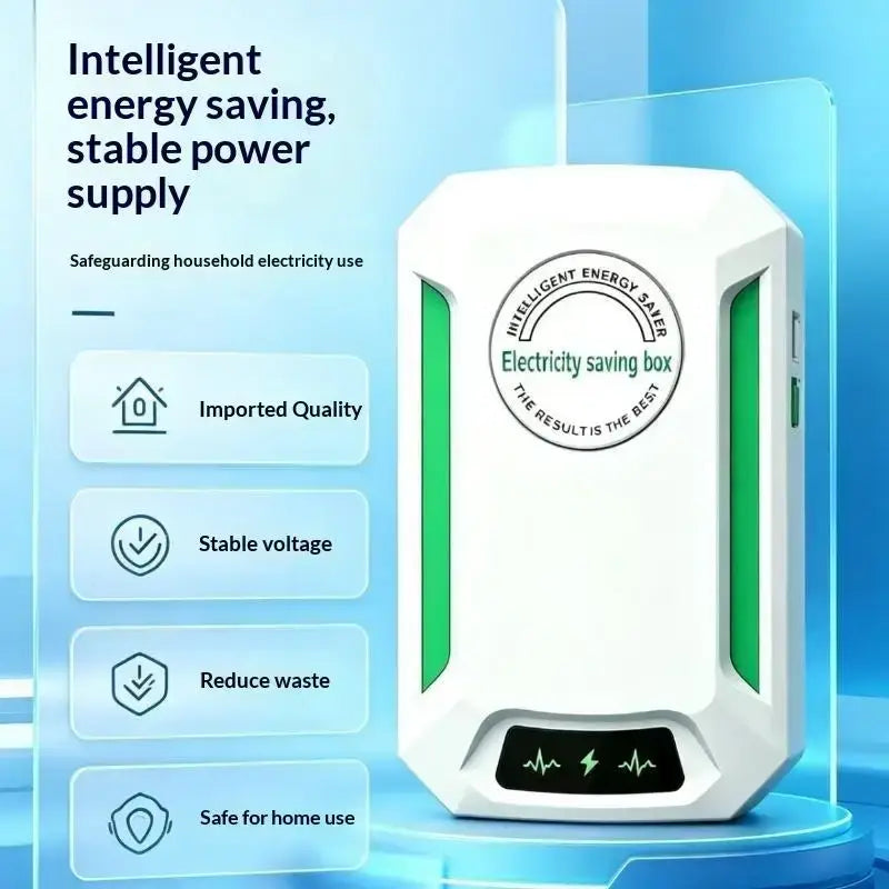 White and green rectangular electricity saving box with intelligent energy saver label for home electricity saving