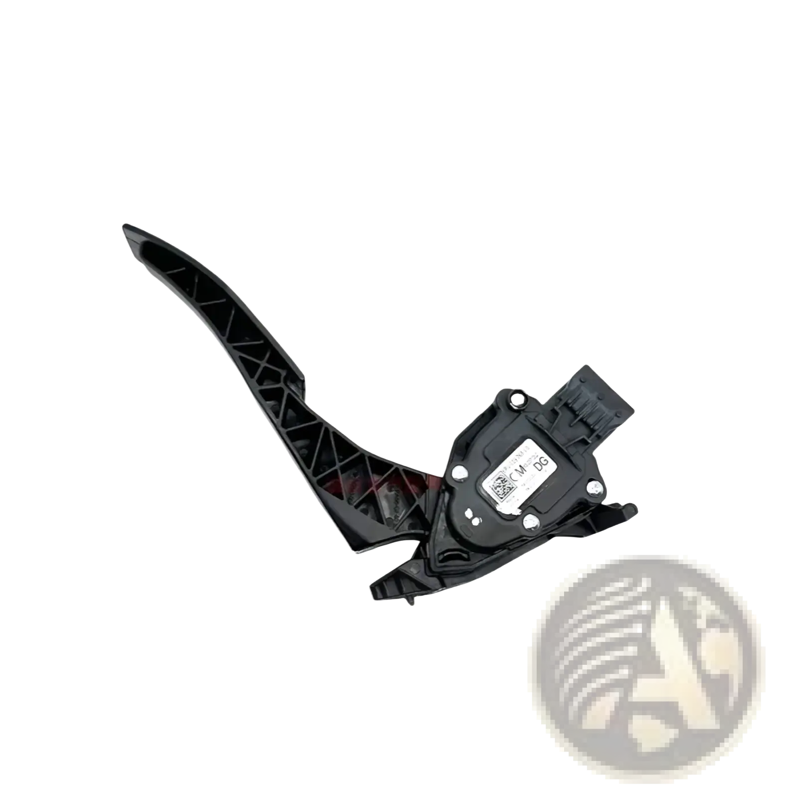 Black plastic electronic throttle pedal assembly for gm cars with integrated sensor and connector visible from back side