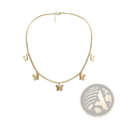 Elegant butterfly charm choker necklace in gold featuring a gold-toned chain with five delicate butterfly charms